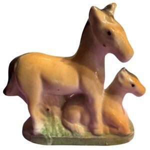 Vintage Ceramic Small Horse and Colt Figurine Made in Japan